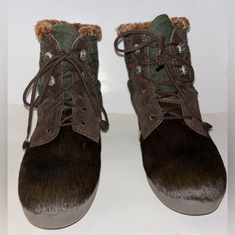 Tecnica Leather Hiking Boots‎ Women's 40 Size 9.5 Calf Hair Sherpa Lined Vintage